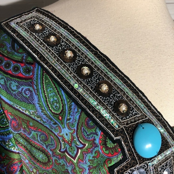 Paisley V Neck Dress with Jewel Details - Picture 8 of 12